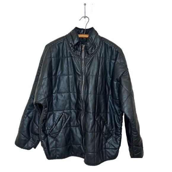 We The Free Faux Leather Quilted Bomber Jacket NWT - Picture 2 of 10